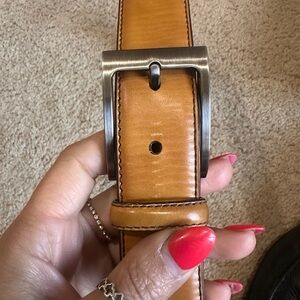 Tan Leather Bag with Silver Accents